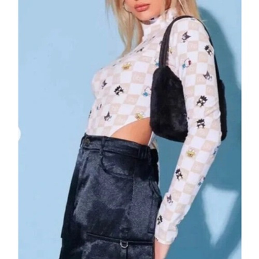 Hello Kitty & Friends x Forever 21 Womens Bodysuit Small Mock High Cut Sexy Rave